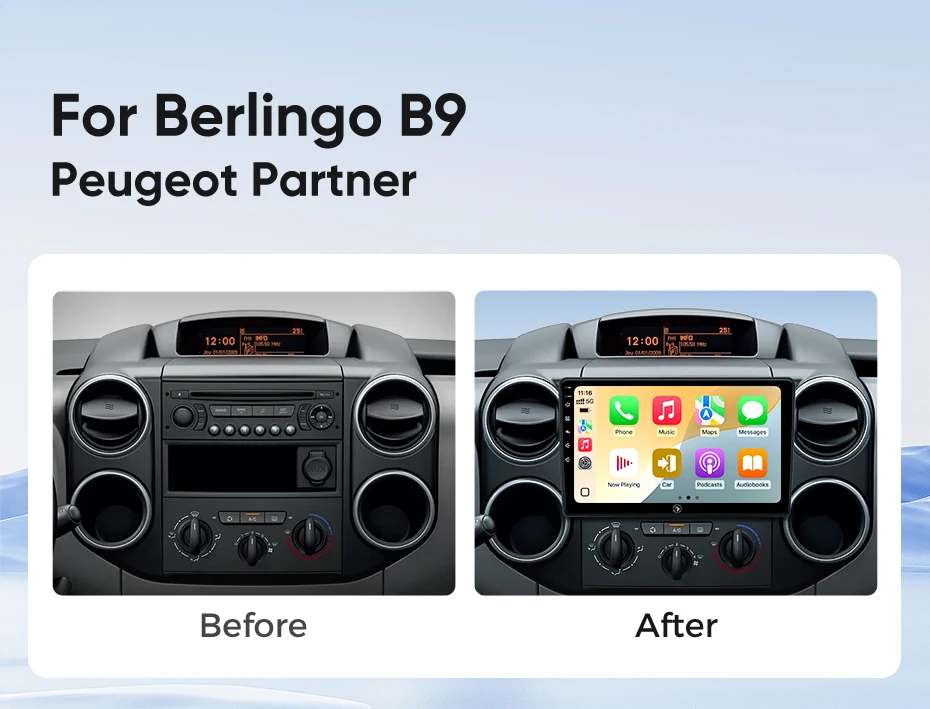 Ainavi Android Autoradio für Citroen Berlingo B9 Partner 2008 - 2018, kabelloses Carplay, Android Auto, 4G Auto-Multimedia-Player, GPS-Navigation, SWC, BT5.0, HD IPS, HDMI-Ausgang, MP5, FM, AM, RDS, Gyroskop, 2 DIN Autoradio – Detail 4