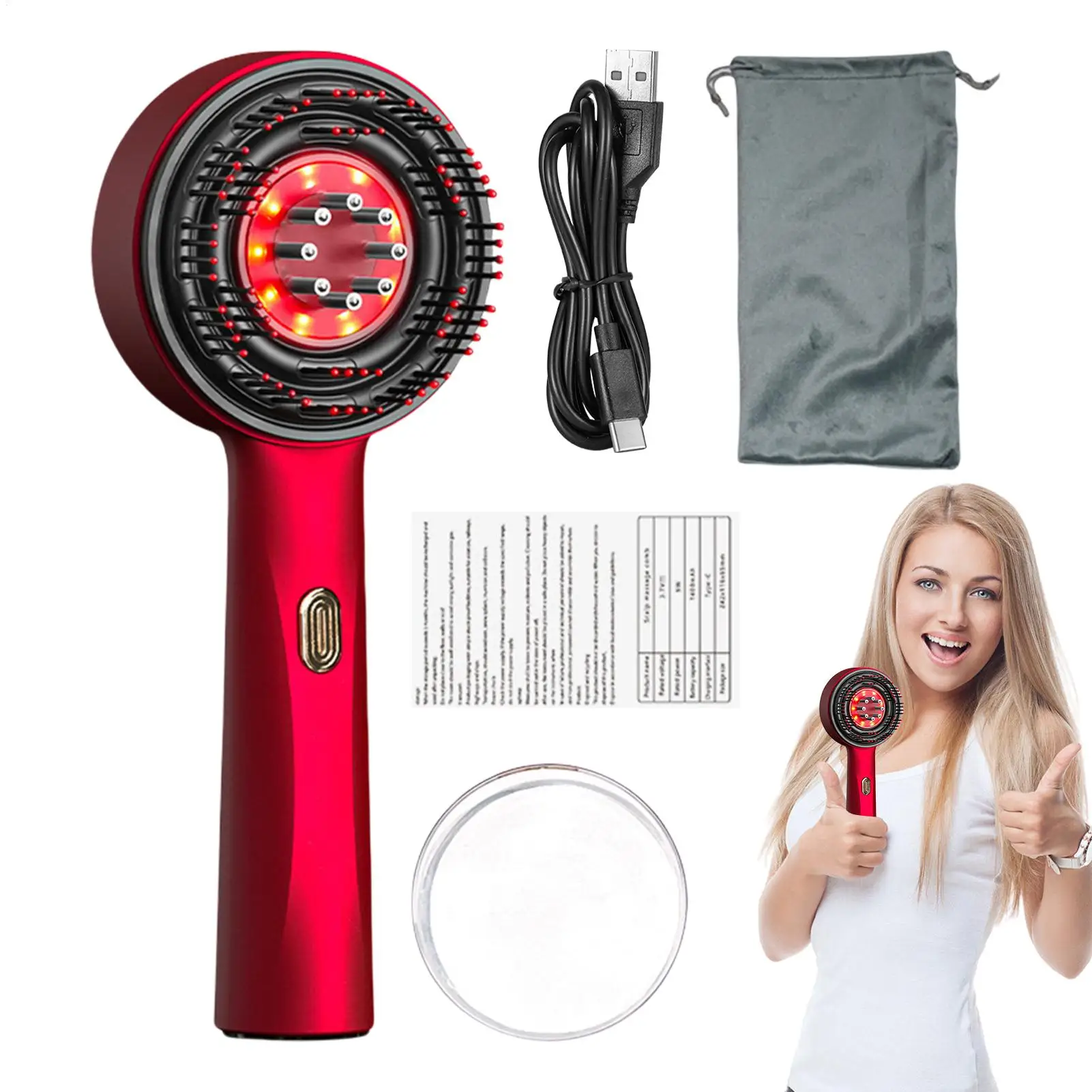 

2 In 1 Electric Massage Comb VibrationScalp Massage Comb Hair Oil Applicator Hair Care Anti Hair Loss Comb Scalp Massager Brush