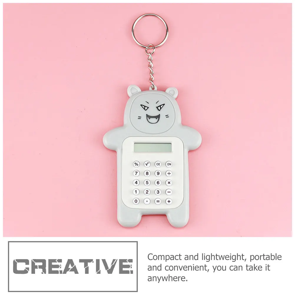 

Mini Cartoon Calculator Keychain Portable Hanging Bear Pendant Durable Practical Student Basic Calculator Calculators
