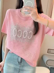 Summer New O-Neck Letter Print Short Sleeve T-shirt Women's Fashion Versatile Pullover Casual Fashion Tops