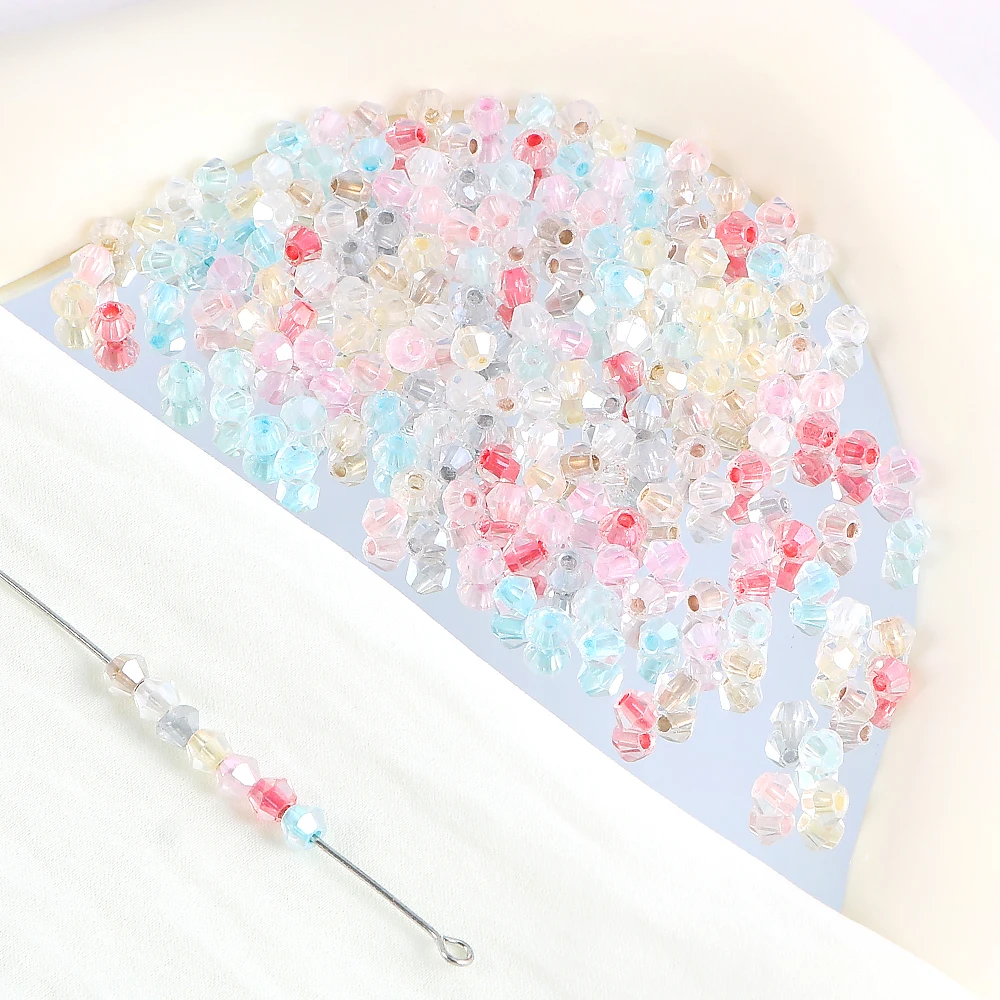 

4mm Transparent Dye Core Diamond-shaped beads Beads Loose Spacer Beads For Jewelry Making Craft DIY Bracelet Accessories