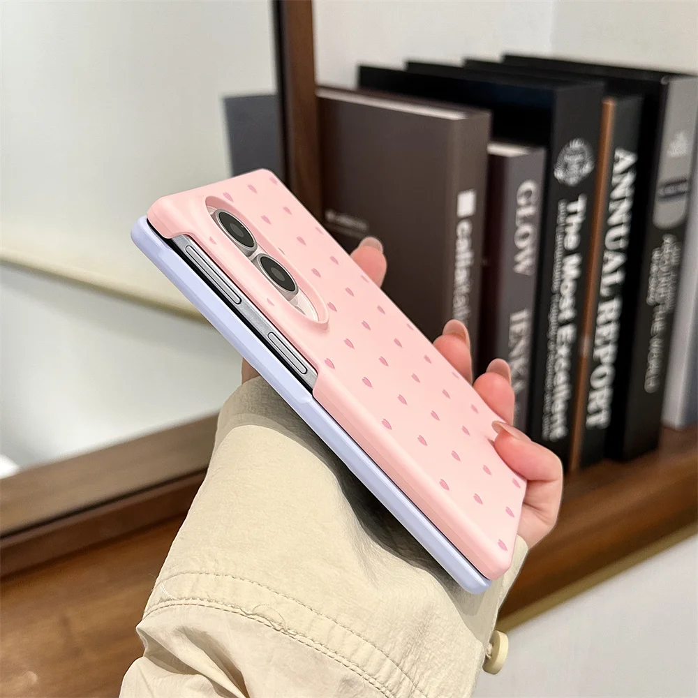 Korea Cute Cartoon pink Skin feel love Phone Case for Samsung Galaxy Z Fold 8 Cover Shockproof Protective Chain Fold 8 cases