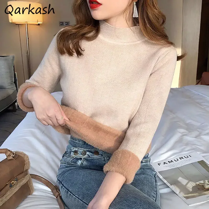 

Pullovers Women BF Fall Clothes for Lady Sueter Autumn Winter Warmth Popular Thicker Cozy Elegant Ulzzang Patchwork Straight