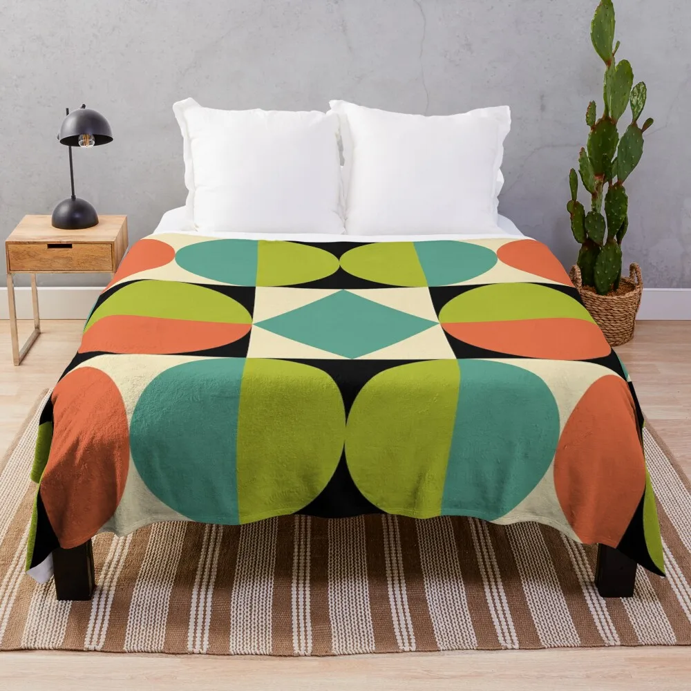 

Colorful Mid Century Modern Geometric Abstract 625 Throw Blanket Warm Luxury Thicken Soft Big Blankets For Sofas Blankets