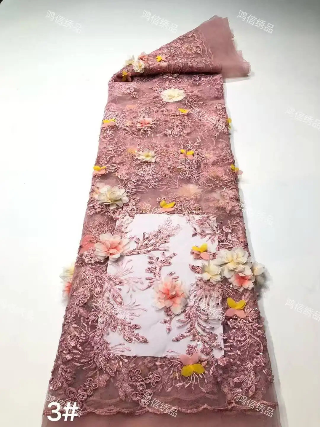 

5Yards African Bridal Lace Fabric with Sequins Beaded Embroidery High Quality French Tulle for Wedding Groom Nigerian Style