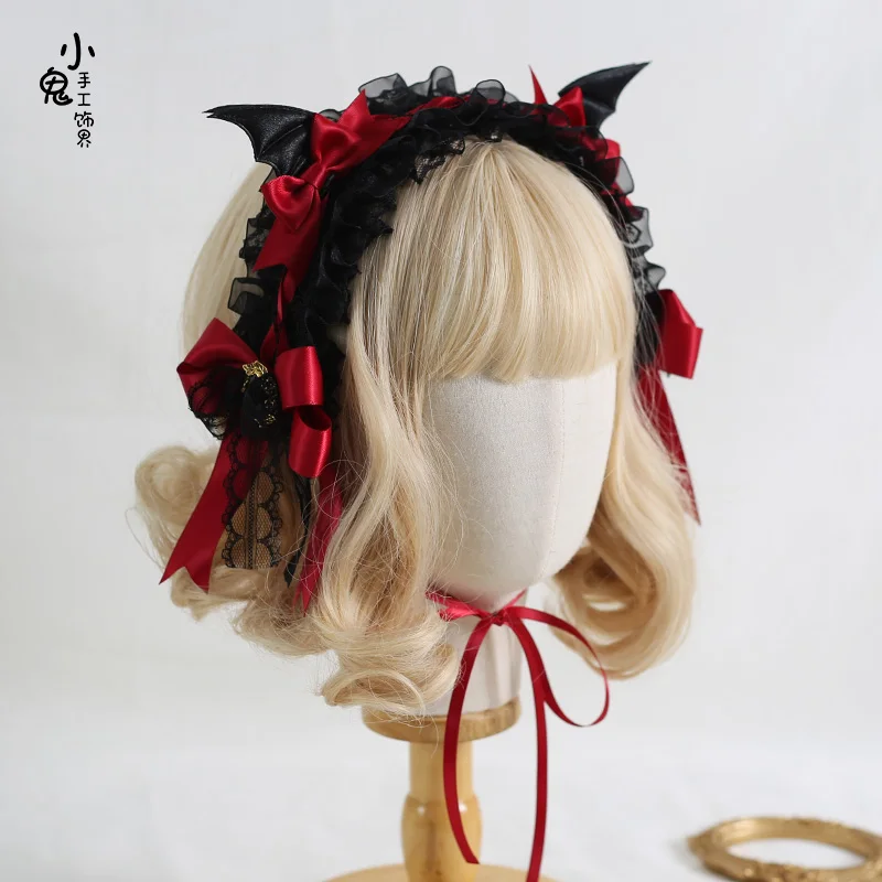 Đậm Lolita Kẹp Tóc Gothic Cánh Kẹp Tóc Kẹp Tóc Nữ Dễ Thương Halloween Mũ Đợi Đầu Đa Năng KC Cung Phụ Kiện Tóc