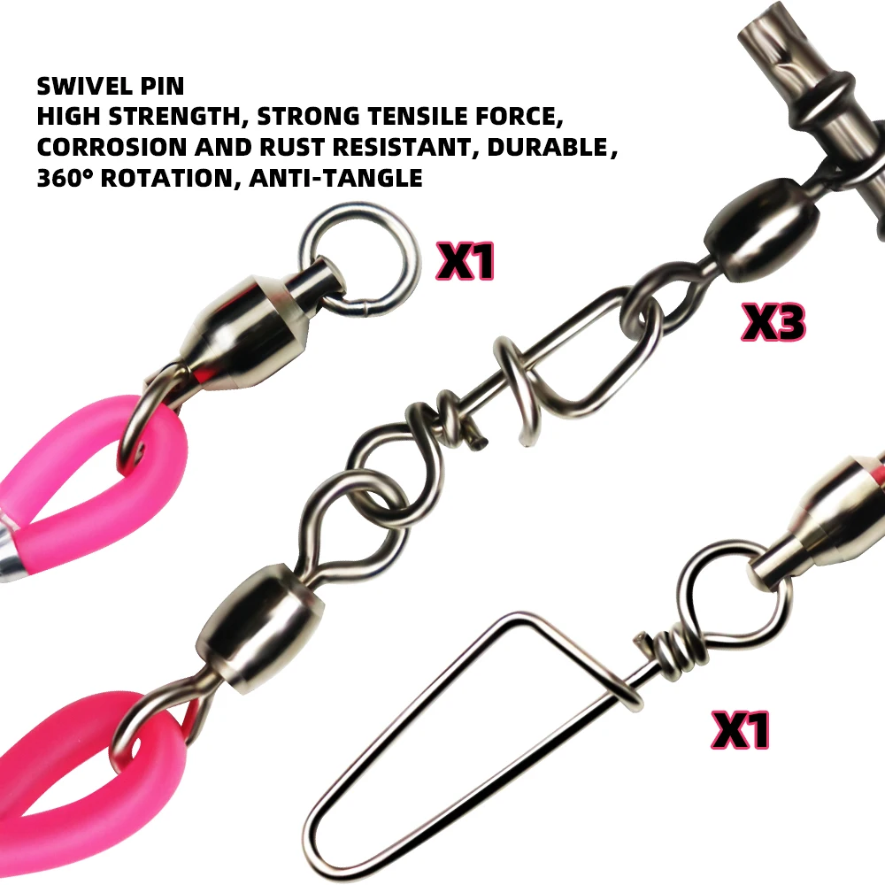 ZYZHE 1/2 Stück Deep Drop Rigs, vorgebundene High-Low-Rigs mit abnehmbaren Stahlhaken, verbindbare Kunstköder-Meeresangelrigs – Detail 6