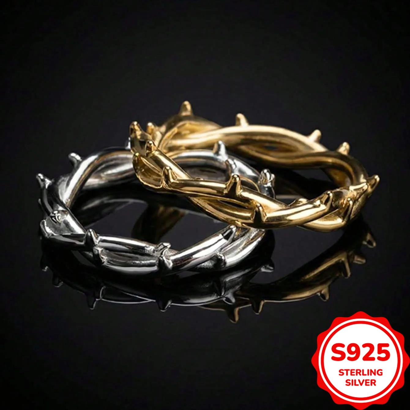 

Fashionable and Simple Authentic S925 Silver Irregular Lines Wrapped Cross Ring, Retro and Cool