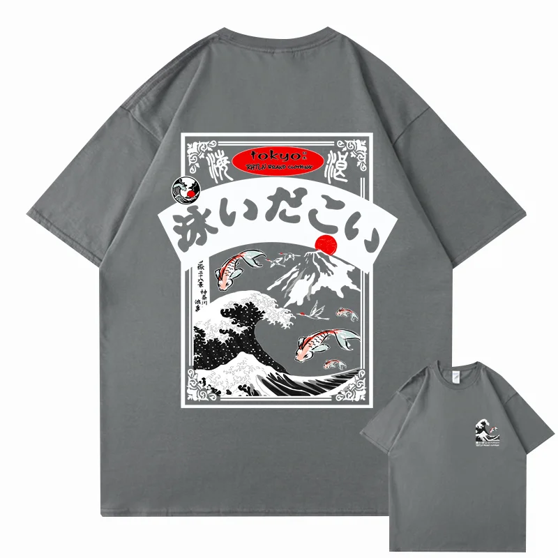 2025 Men\'s Hip Hop T-shirt Street Wear Harajuku Japan Wave T-shirt Summer Short Sleeve Top T-shirt Cotton Printed T-shirt Men\'s