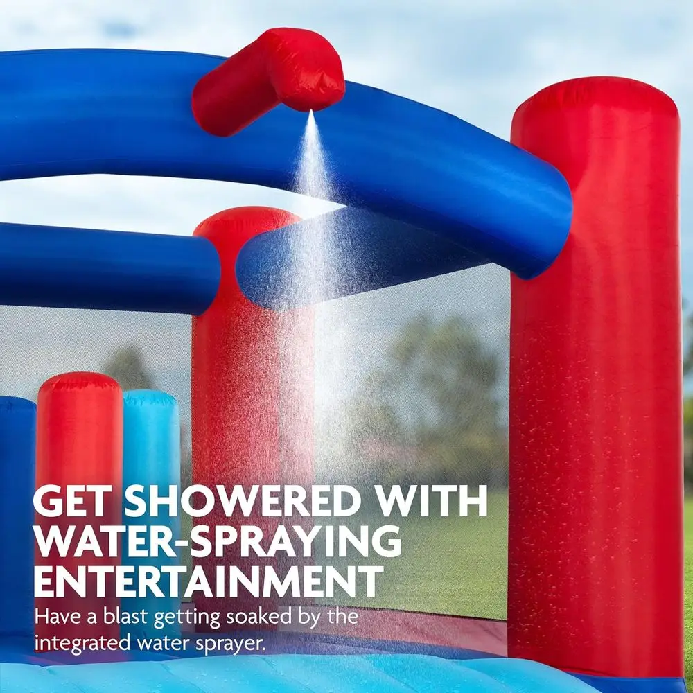 Slide N' Splash Bounce House Iatable Water Slide Park – Resistente per divertimento all'aria aperta, ampio scivolo e piscina antispruzzo