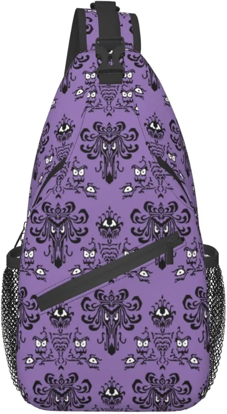 Haunted Mansion Sling Bag Crossbody Travel Hiking Chest Backpack One Shoulder Daypack for Women Men Unisex Cycling Gym