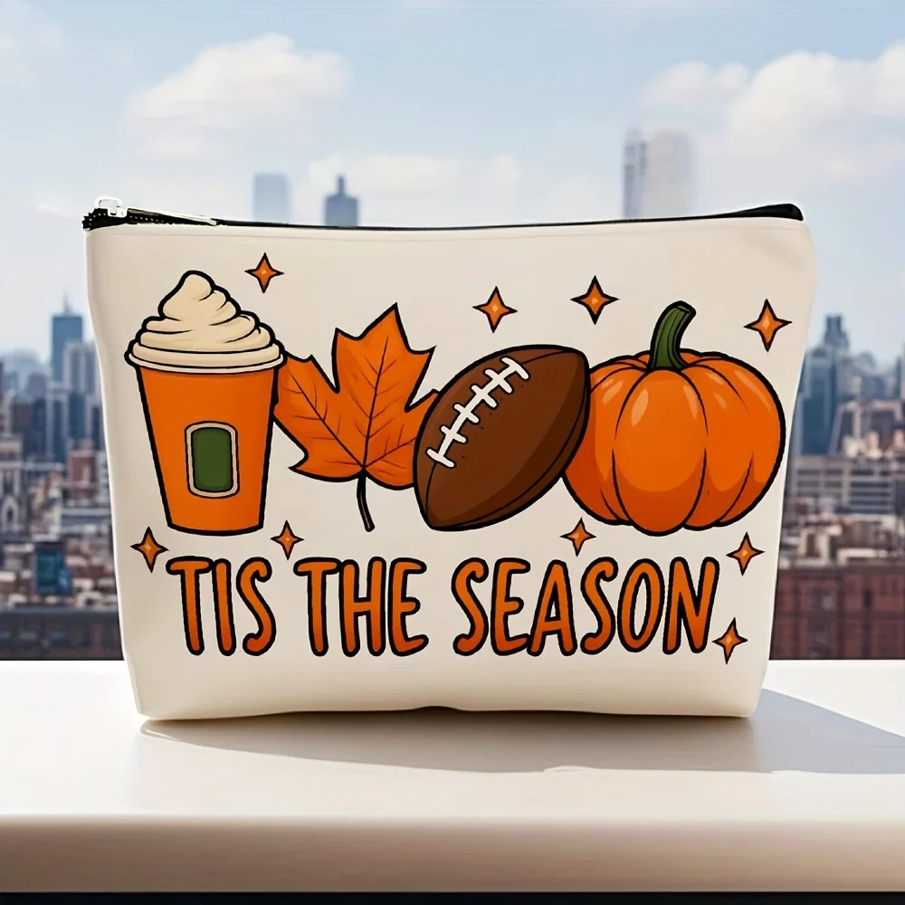 秋のカボチャのメイクアップバッグ - 多機能ジッパーポーチ、ジュエリー収納バッグ、旅行に最適なジッパー付き小型収納バッグ