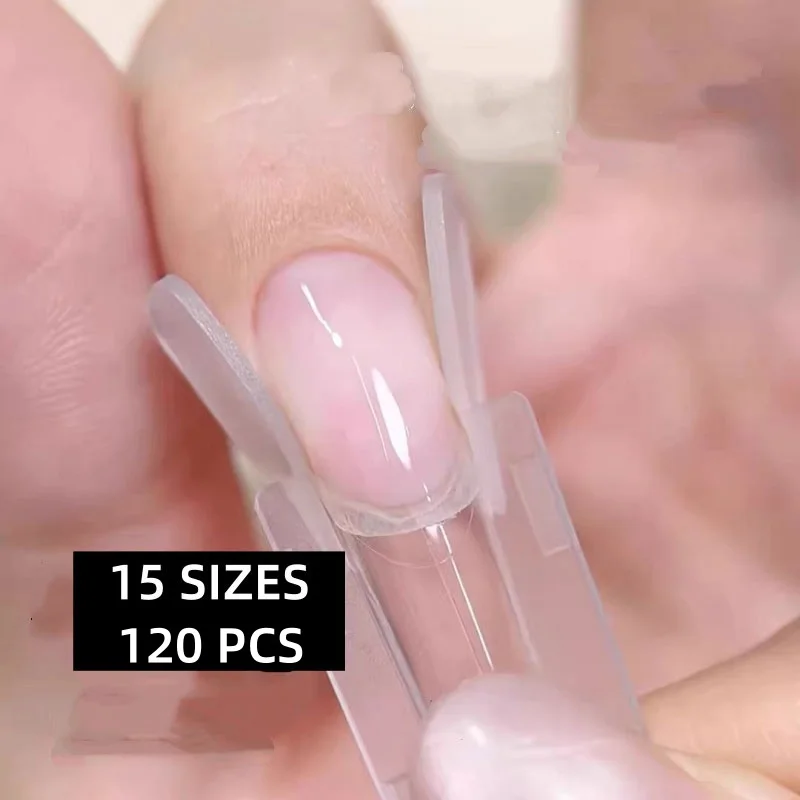 

120pcs Nail Dual Forms Rocket Shape Sandwich Reusable Full Cover Dual Nail Molds Top & Bottom Nail Art Extension Manicure Tools