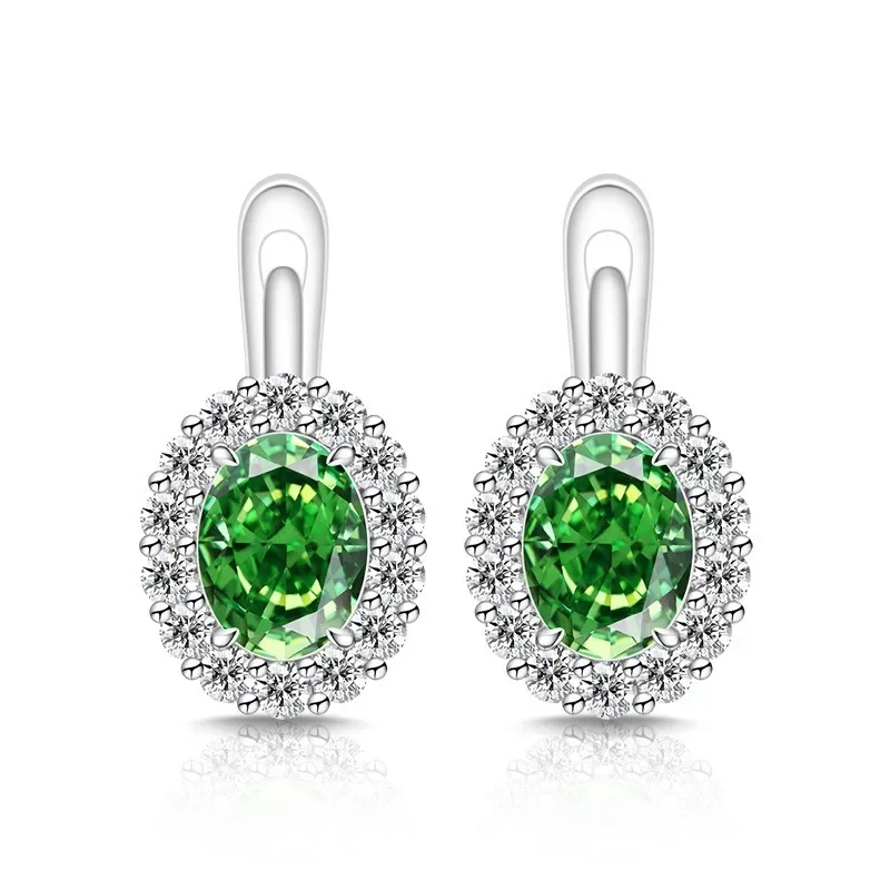 Exquisite Ice Flower-Cut Pigeon Egg 925 Sterling Silver Earrings with High-Carat Diamond Egg-Shaped Earrings for Ladies' Jewelry
