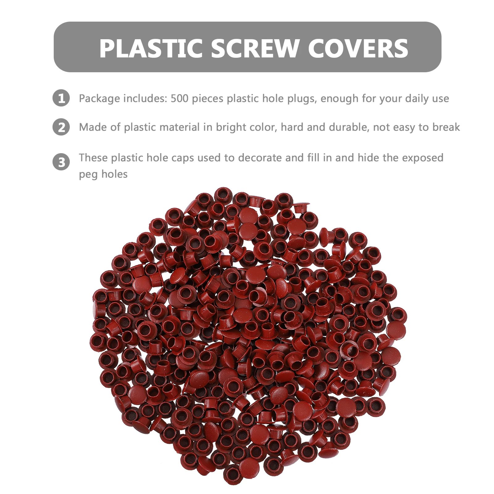 

500 Pcs Hinge Hole Cover Screw Cabinet Cap Plastic Caps Round Plugs Decorative Covers