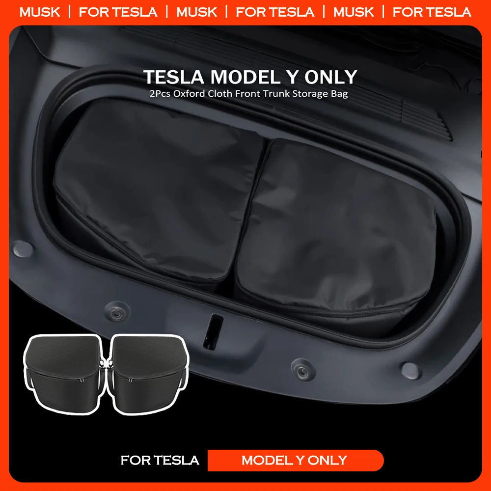 

For Tesla Model Y 2017-2023 Car Front Trunk Storage Bag Oxford Cloth Waterproof Portable Organizer Bag Auto Interior Accessories