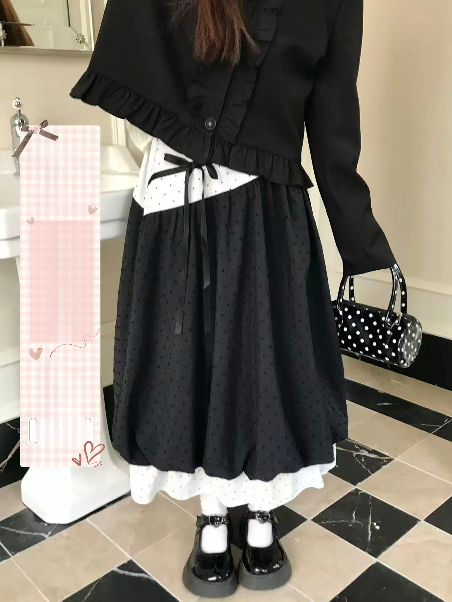 

Юбка миди в горошек BibiBency Bla, весенняя коллекция, женская модная юбка А-силуэта с высокой талией, юбка средней длины для девочек