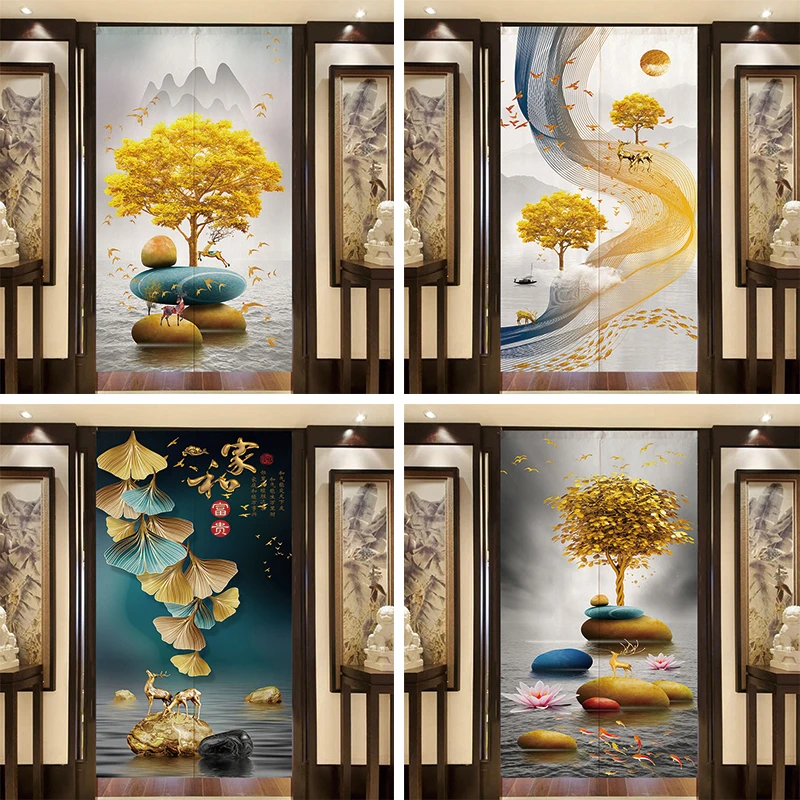 

Light Luxury Elk Door Curtain Fortune Deer Home Decoration Half Curtain Entrance Porch Bathroom Feng Shui Curtain