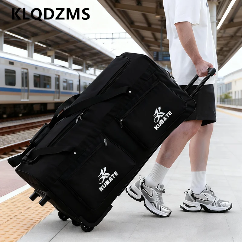 

KLQDZMS чемодан на колесиках из ткани Оксфорд, большая вместительная сумка на колесиках, 36 "40 дюймов, дорожная сумка в клетку, органайзер для одежды, мужской багаж