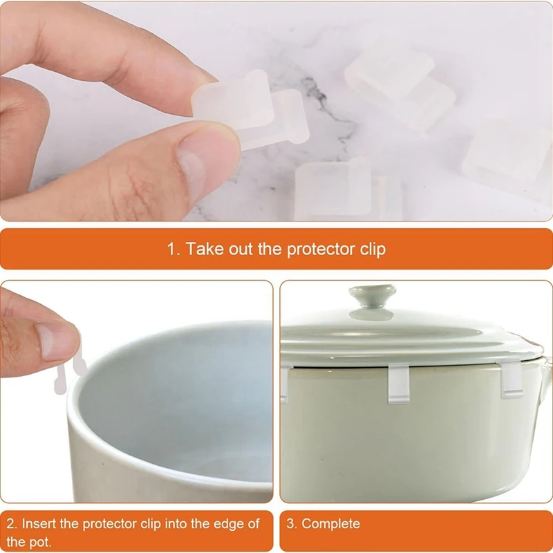 12pcs Dutch Oven Lid Protector Clips,Silicone Cookware Protector Clips Pot Lid Flexible Bumpers Lifter Accessories White-A27R