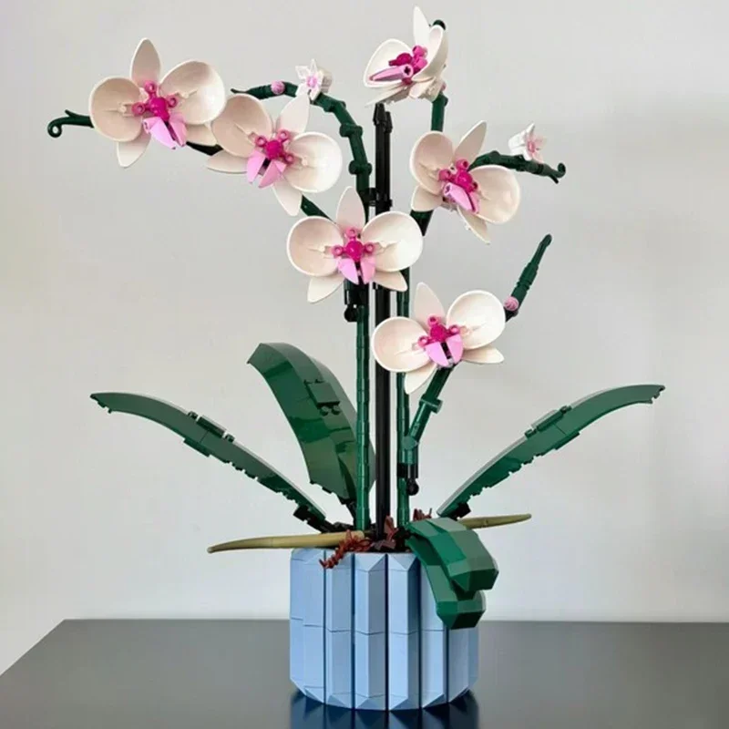 608pcs Bouquet Building Sets Orchid Building Blocks Plant Bonsai Adult Assembled Toy Girl Boy Birthday Gift for Ages 6+ Toys 11