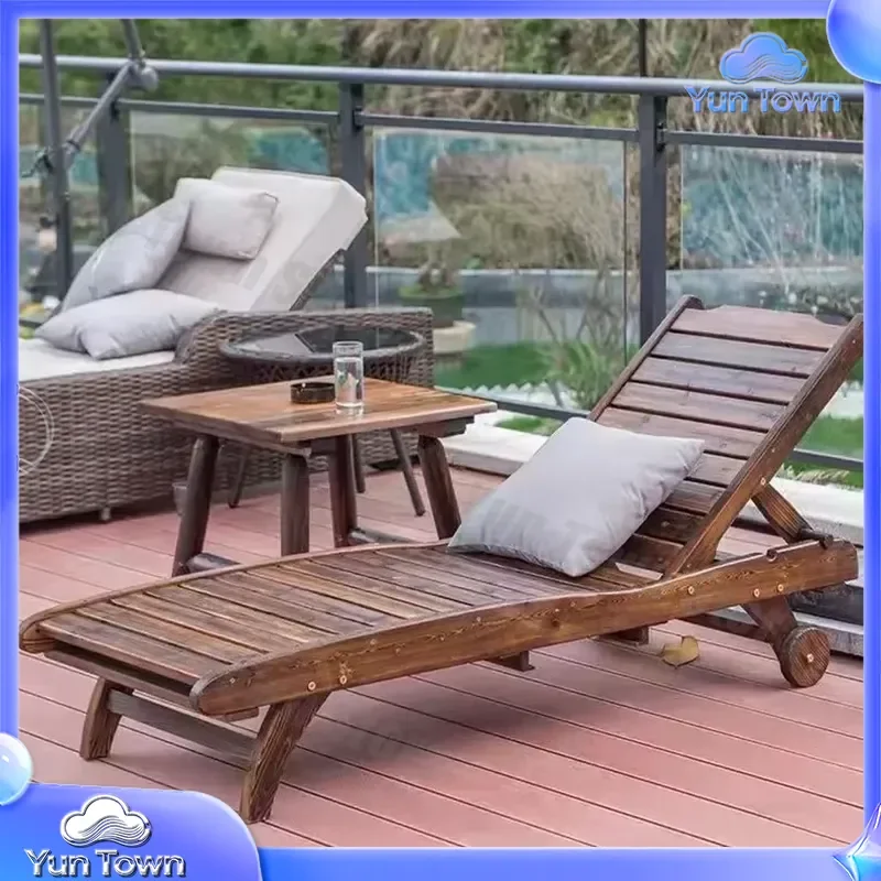 Outdoor Folding Daybed with Cushion for Wood Sun Lounger Beach Chair Patio Lounge Furniture for Outdoor Living Space Garden