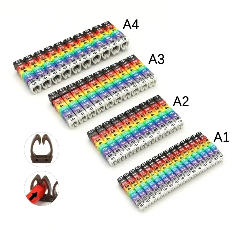 100/150pcs Cat5 Cable Markers Colourful M-Type Marker Number Tag Label Network Cable Wire Marker Tag Label For 2-8mm Wire