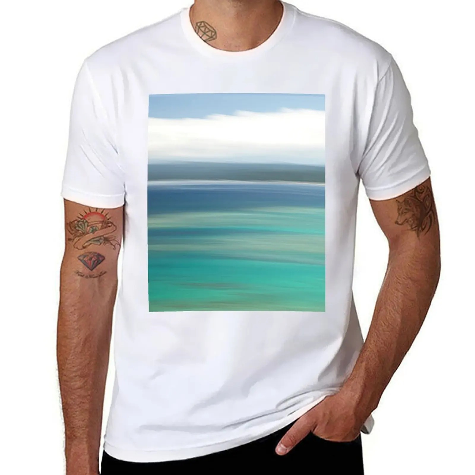 Okinawa, Japan Kouri Island Abstract Photography Ocean Art T-Shirt t shirts for man graphic funny man t shirt summer T-Shirt