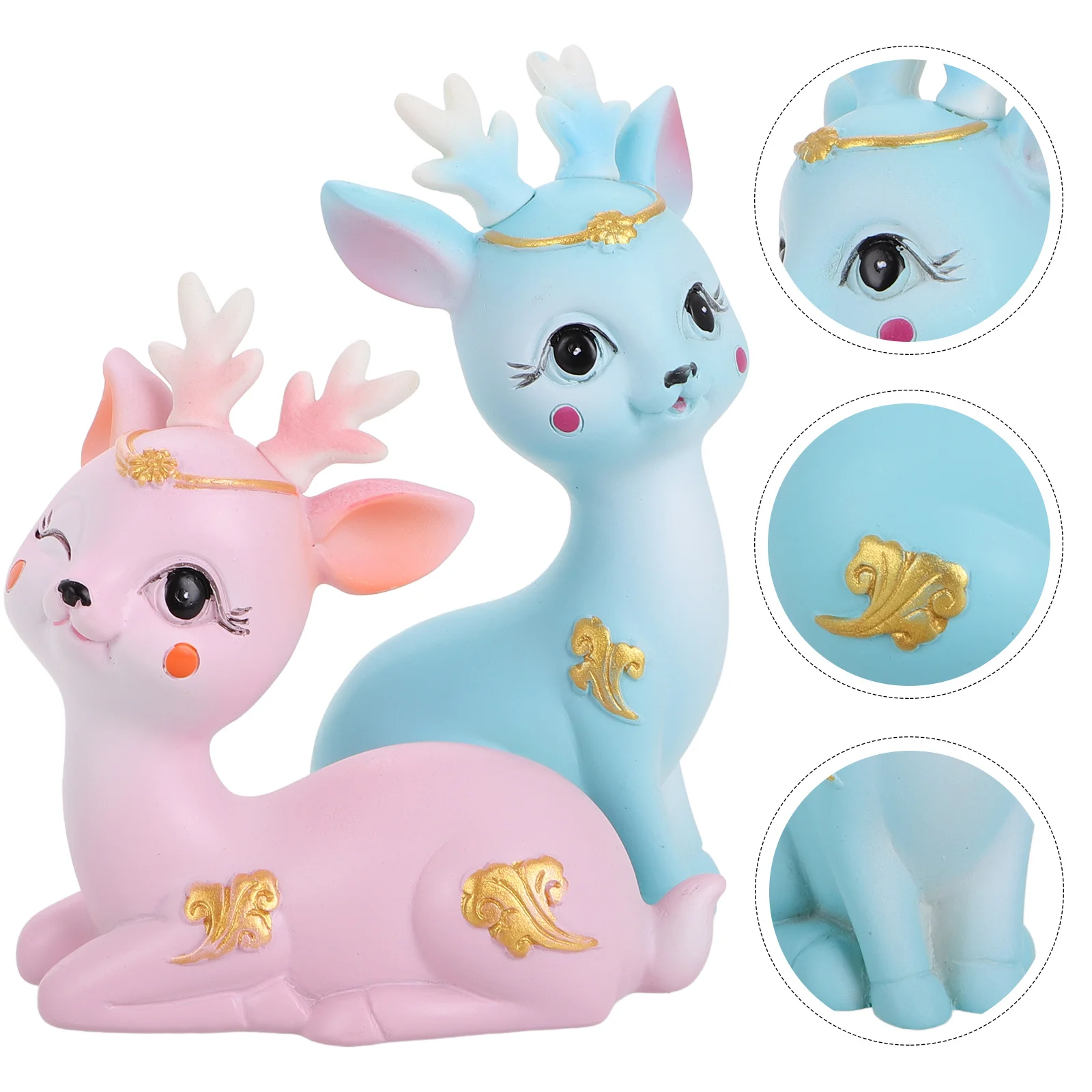 

Cute Deer Figurines Resin Car Dashboard Ornament Home Decor Animal Decoration Mini Statue Gift Collection