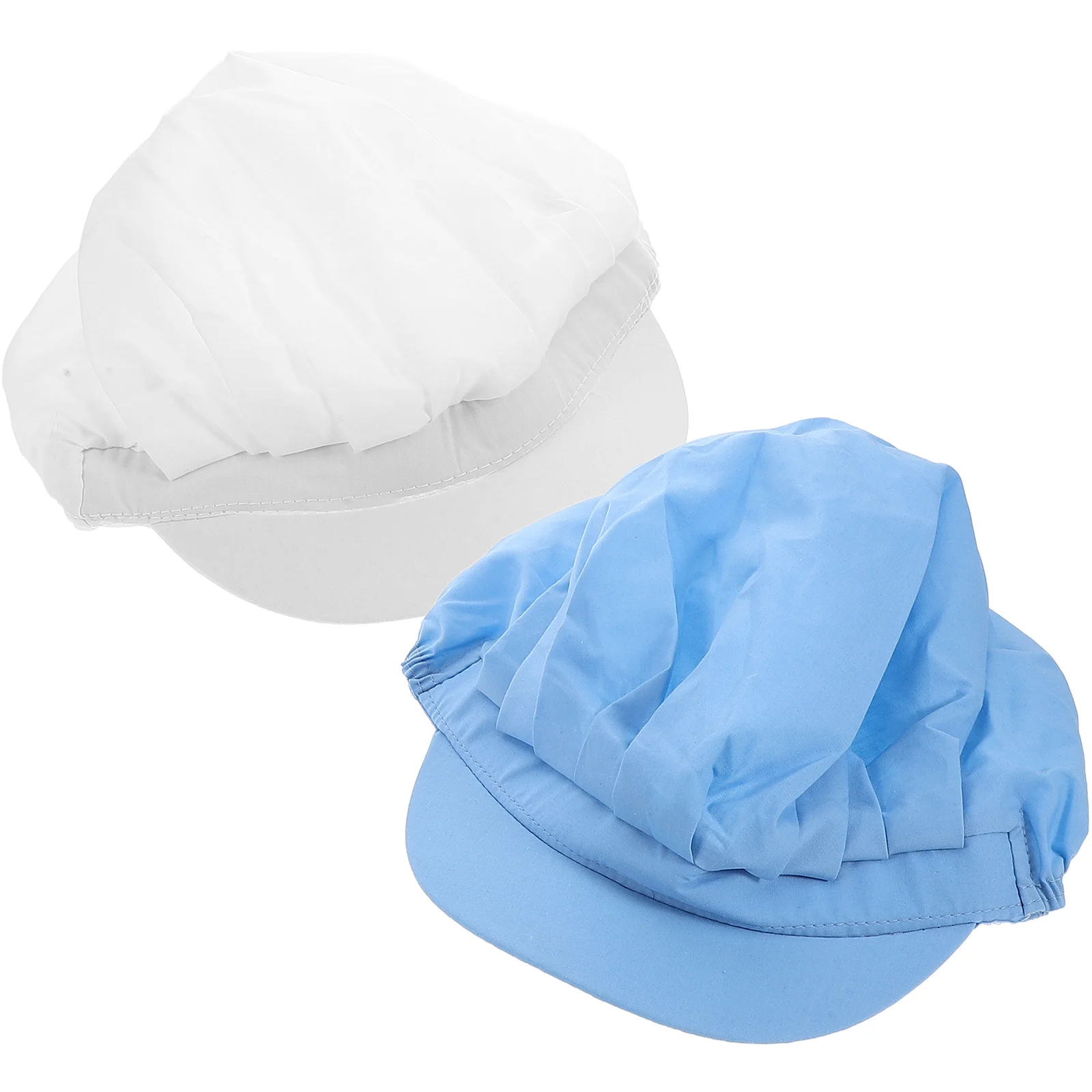 

2Pcs Chef Hats Polyester Cotton Professional Dustproof Elastic Caps Comfortable for Kitchen Restaurant Cleaning Working Cap