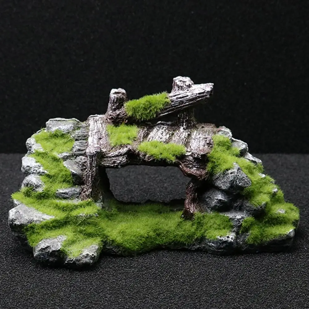 Resin Simulation Moss Rockery Tortoise Roof Terrace Land Turtles Island Eco Fish Tank Aquarium Decor Landscape Ornament Craft