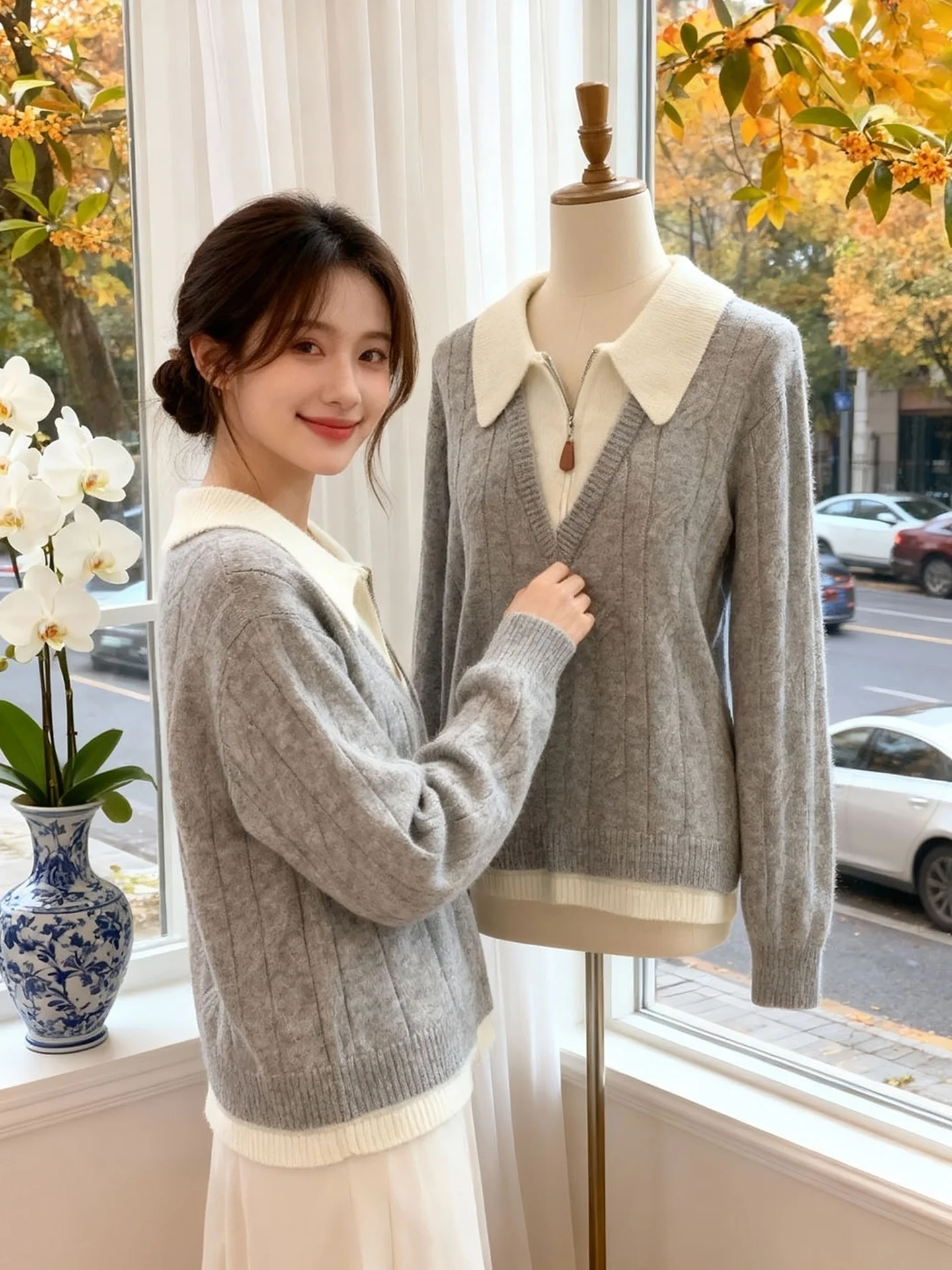 Suéter de Punto ueso y Suave, Cuello Alto, Manga Larga, Top de Invierno para Mujer, Cómodo, Cálido y Rejuvenecedor