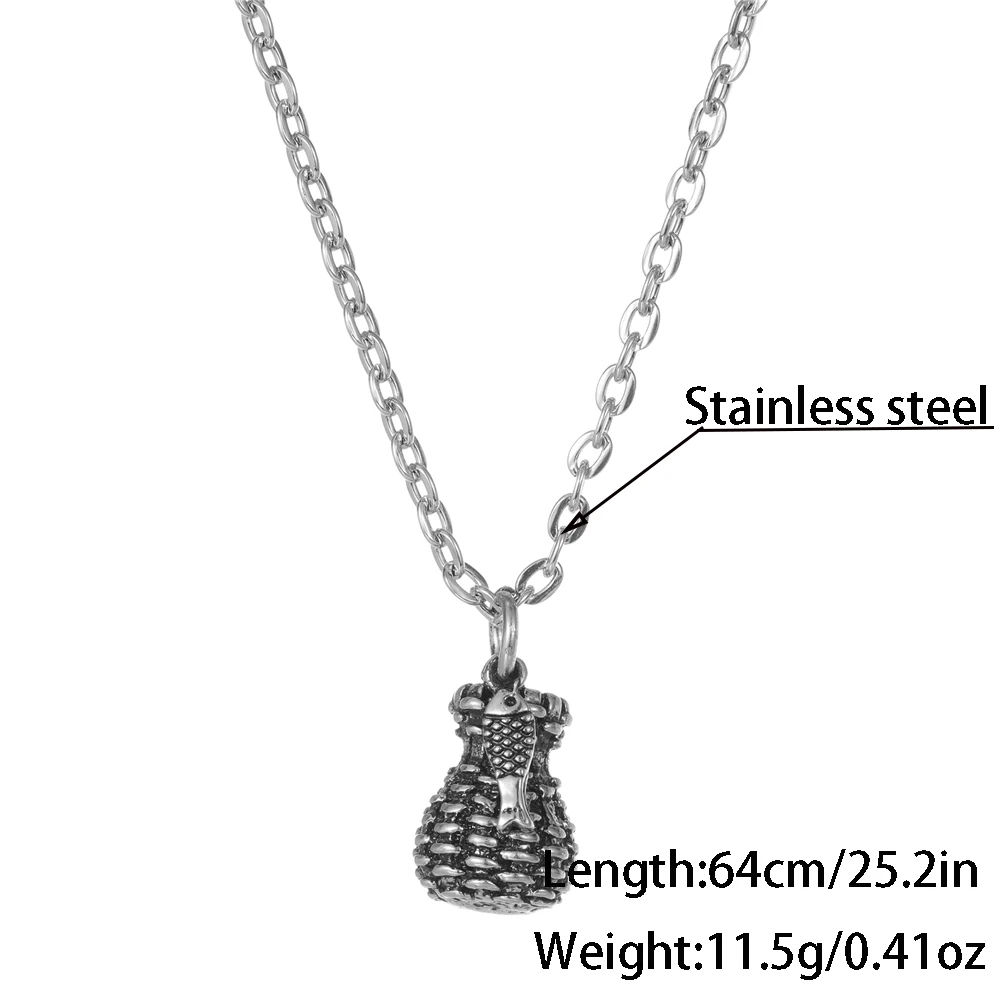 Collier argenté personnalisé en forme de petit panier de poisson pour homme, collier étanche en acier inoxydable, 03/Wear, 2024 mn