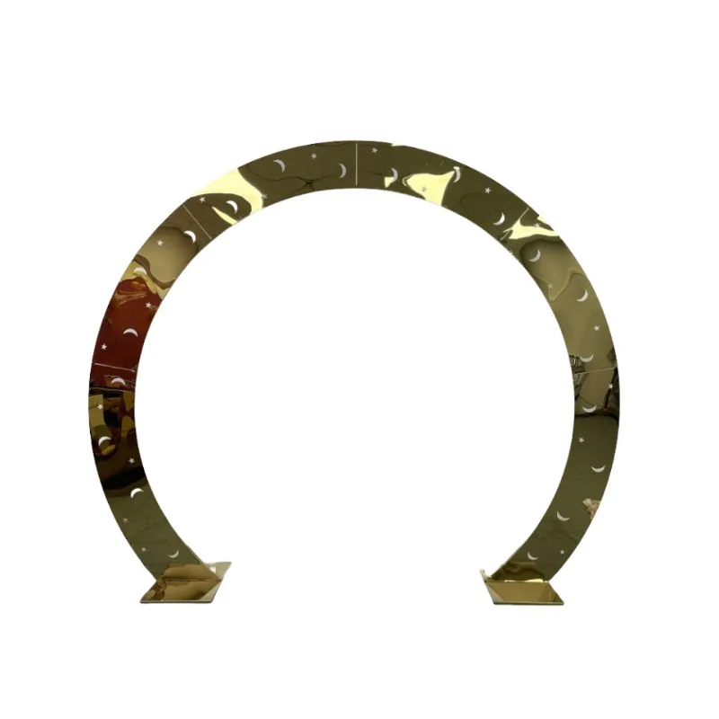 

Wedding wrought iron shelf, golden stainless steel arch, semi-circular arch, balloon decoration rack, wedding background props