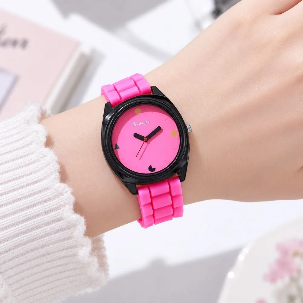 Silicone Wrist Watches for Women Circular Colorful Quartz Watch Lightweight Comfortable Students Watch Friend's Birthday Gift