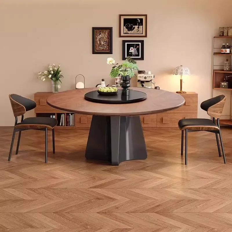 Modern simple retro solid wood medium and ancient style desktop dining table stainless steel solid wood dining table and chairs