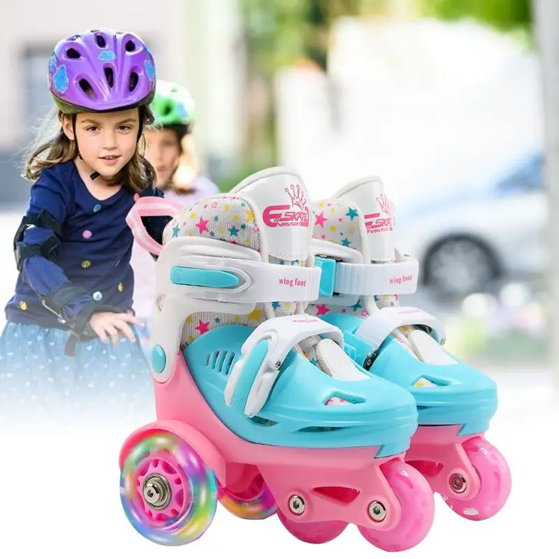 Patins à roues alignées en PU à haute élasticité pour enfants, chaussures de patinage pour enfants, taille réglable pour garçons et filles,