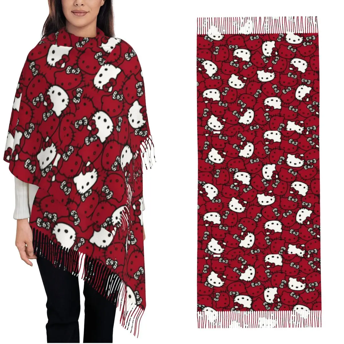 

Женский шарф Hello Kitty, шали и накидки из пашмины для вечерних платьев, дорожные кашемировые большие шарфы