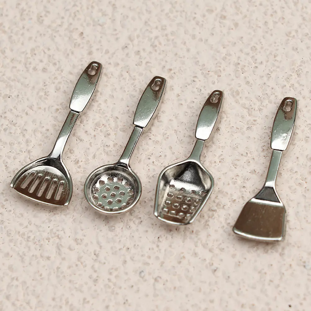 

4Pcs Mini Kitchenware Stainless Steel Realistic Mini House Kitchen Accessories for Decoration Pretend Collectors