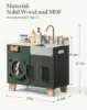 Robotime Robud ヴィンテージ木のおもちゃ キッチン オーブン 子供用 洗濯機 乾燥機 リアリストおもちゃ付き 冷蔵庫 プレイキッチンセット ヴィンテージグリーン 2