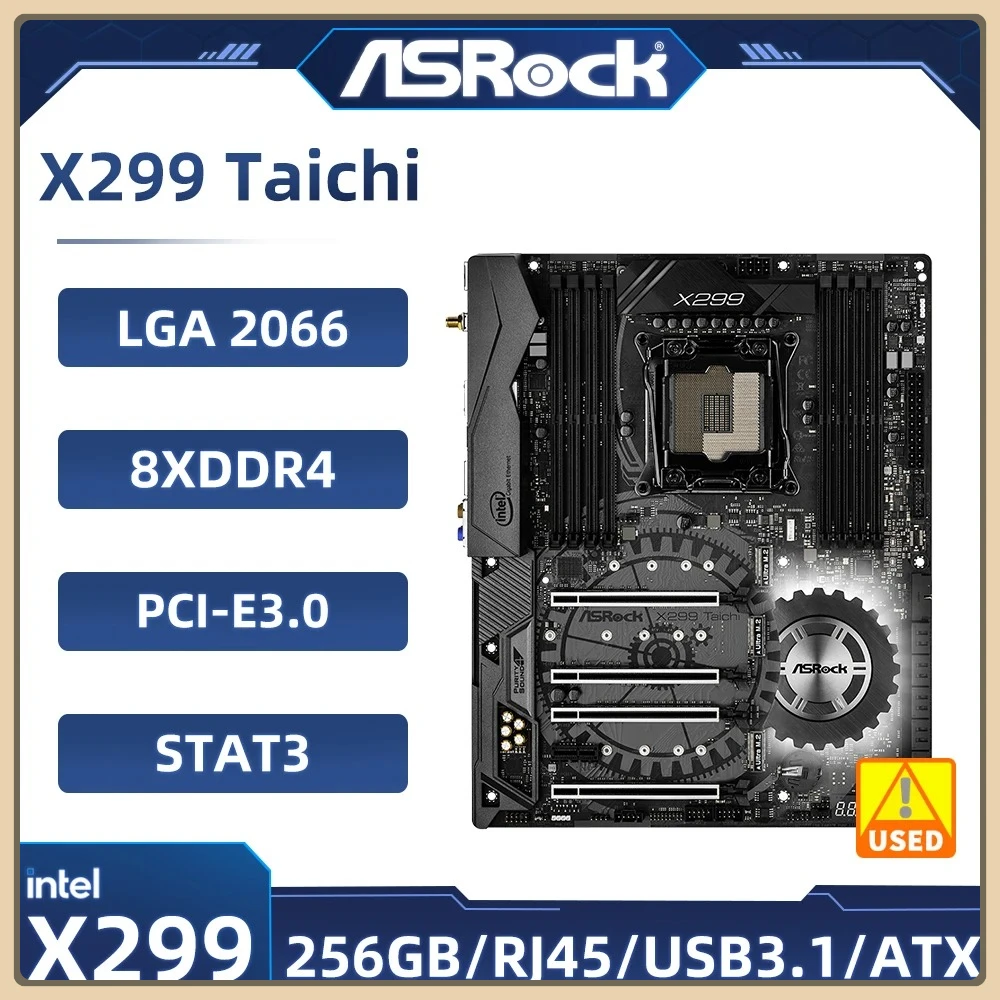 

Материнская плата Asrock X299 Taichi с поддержкой i9-9920X 7940X 7820X i9-9900X i7-9800X, процессор LGA 2066 Intel X299 M.2 DDR4 256 ГБ ATX