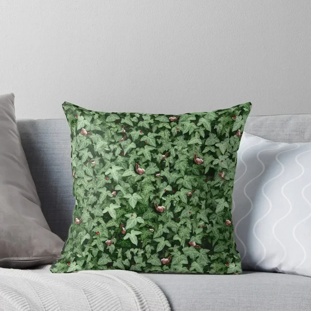 Ivy wall with snails and ladybugs Throw Pillow Ornamental Pillow Christmas Pillows Decorative Cushion pillow