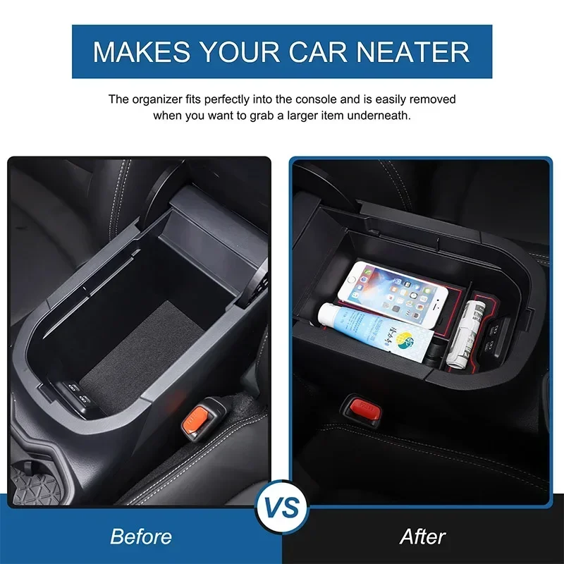 

For Toyota RAV4 2020 2021 2022 2023 2024 Car Central Control Insert Tray Armrest Storage Box ABS Interior Accessories