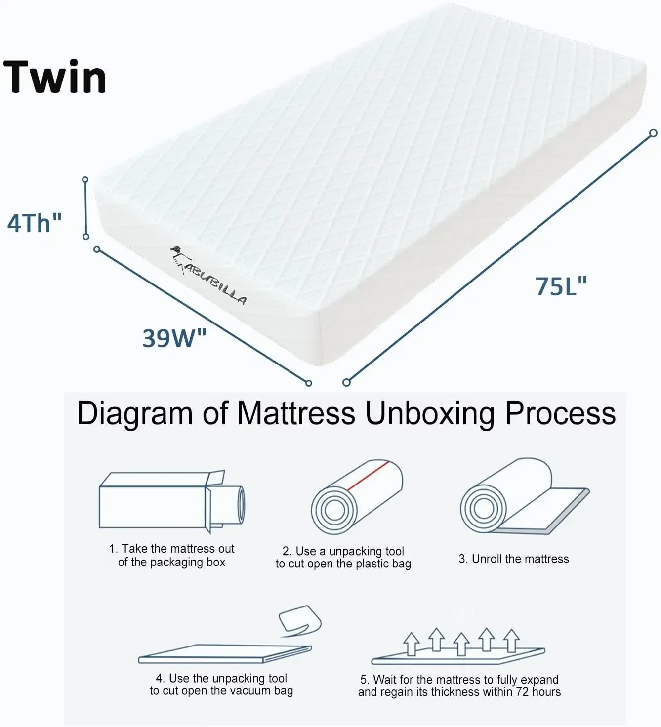 4 Inch Twin Mattresses, Memory Foam Mattress, Children’s Rooms Mattress, Mattress is Very Comfy,CertiPUR-US Certified【2024 New V