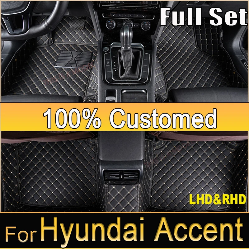 Car Floor Mats For Hyundai Accent Verna Super Pony Brio Dodge Attitude MC MK3 2006~2011 Leather Mat Rugs Carpets Car Accessories