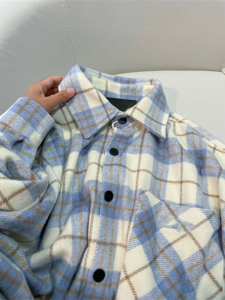 

Рубашка-кардиган женская в клетку в стиле ретро для ранней осени, свободного кроя, с длинным рукавом, с воротником, в стиле Lazy Style