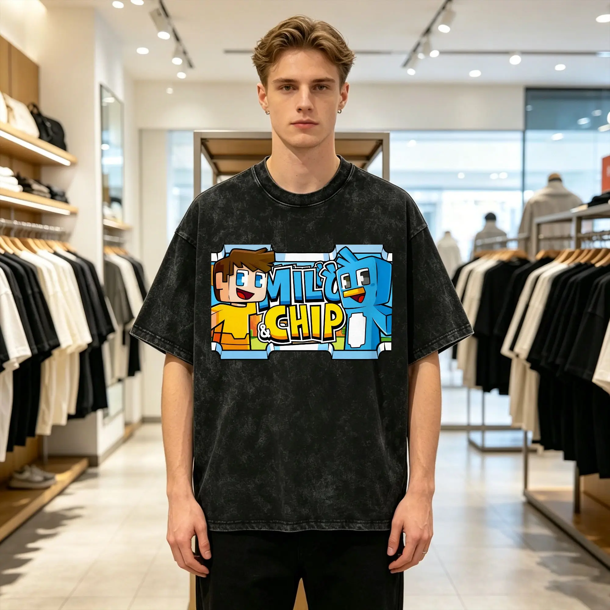 Milo And Chip T Shirt Beach  Y2K Classic T Shirts Cotton Novelty Tshirt For Men Short Sleeve Print Clothes
