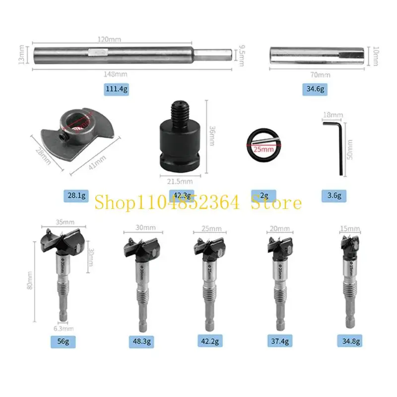 652F Durable Tipped Hole Woodworking Drill Bit For Woodworking Project 15mm 20mm 25mm 30mm 35mm With Extension Rod