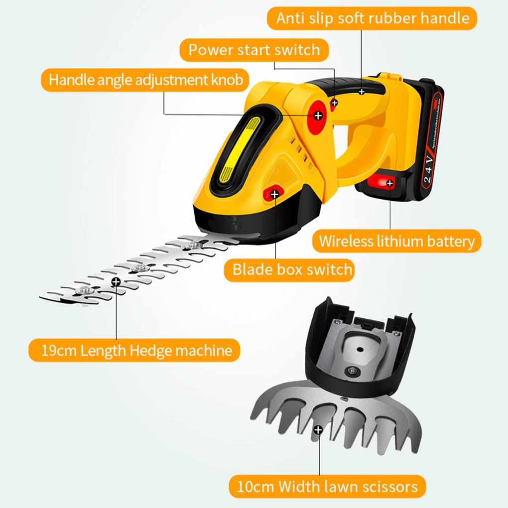 High-power Cordless Electric Mower For Garden Shrub Pruning And Trimming Unrestricted Wireless 24V Green EU Plug