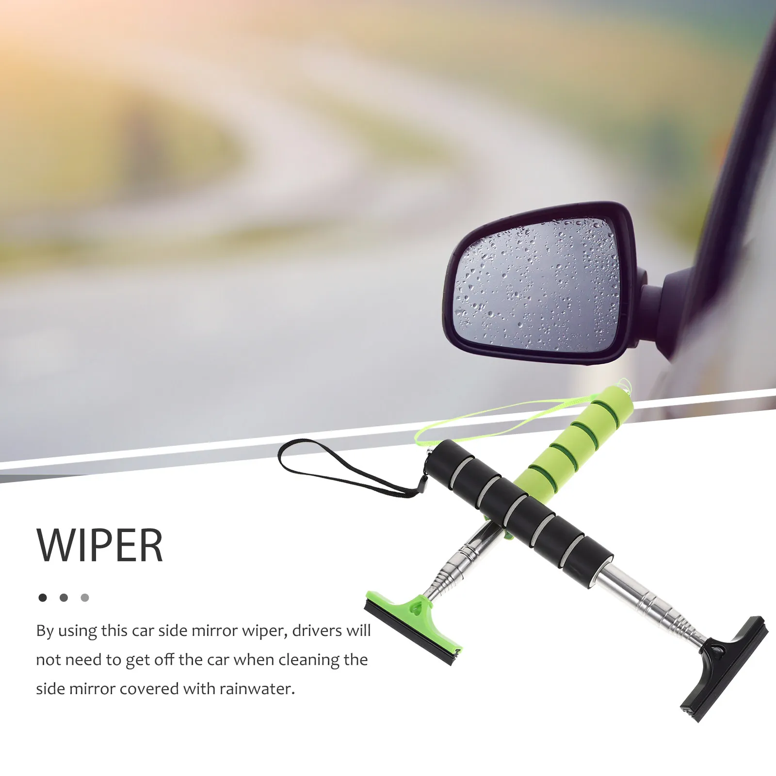 2Pcs Car Side Mirror Squeegee Retractable Lightweight Rear View Mirror Cleaner Tool for Rainy Weather Easy Grip Ergonomic Handle